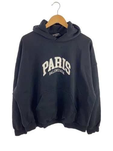 BALENCIAGA Felpa con Cappuccio L Cotone Nero 674986 Usata