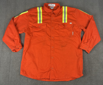 Rasco FR Shirt Mens Orange Button Up Flame Resistant Reflective Heavy CAT2 Work