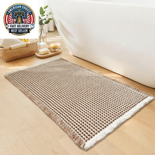 Waffle Bath Mat - Boho Bathroom Rugs Non Slip Washable, Super Absorbent  Quick