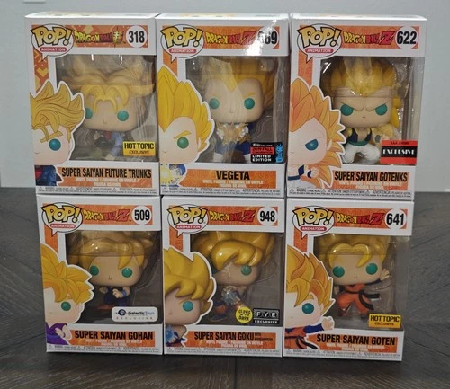 Dragon Ball Z Funko Pop Lot - Super Saiyan Vegeta, Trunks, Gotenks, Goku, etc