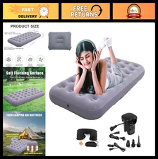 Twin Size Inflatable Air Mattress with Pump - Portable Camping Bed 75"x39"