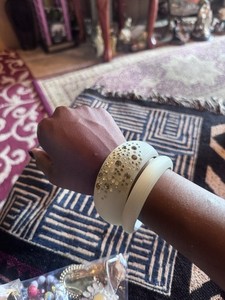 Elegant White Crystal-Embellished Bangle Bracelet