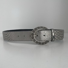 Vintage Nanni Silver Designer Belt Rhinestone Buckle Made in Italy Sz 95 US 38