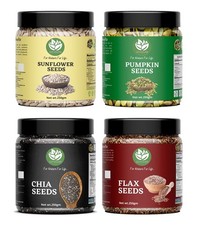 Go Vegan Raw Seeds Combo 1kg | Pumpkin, Chia, Sunflower & Flax Seeds Pack of 4 5.90 per gallon