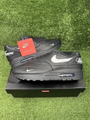 Size 9.5 - Nike Supreme x Air Max 1 '87 SP Black White | eBay
