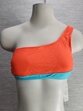 Nwt Cupshe One Shoulder Orange Blue Bikini Top Womens Size M.