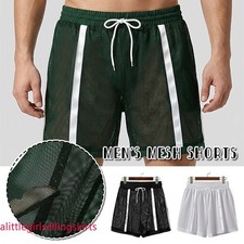 Men  s Workout Shorts Summer Drawstring Elastic Waist See-Through Running Shorts