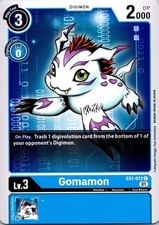 Gomamon EX1-012 Blue Common Rookie Digimon CCG Card