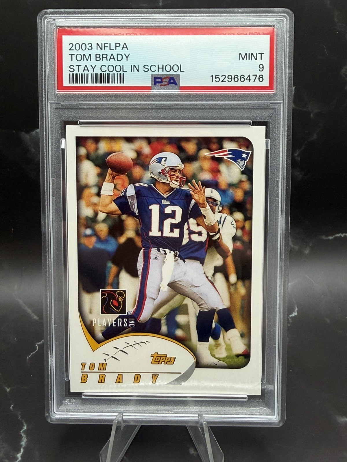 2003 NFLPA Tom Brady Stay Cool In School PSA 9 New England Patriots  view 2