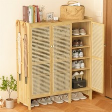 Vintage Shoe Cabinet Stand Rack 3 Door Storage Cupboard Sideboard Console Unit
