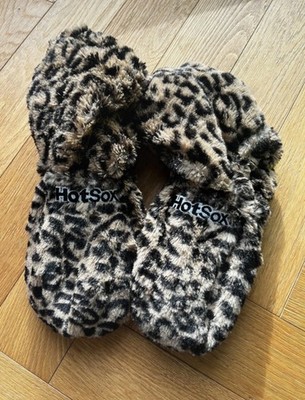 Hot Sox Damen Slipper Leopard Kunstpelz Beige Schwarz EU 39 Gefüttert Fleece