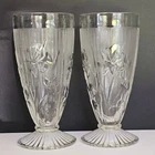 2 Jeannette Iris Clear Tumbler 6.5" Depression Glass 12oz ice tea vintage made i