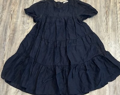 Mi Ami Tiered Puff Sleeve Babydoll Mini Dress in Black