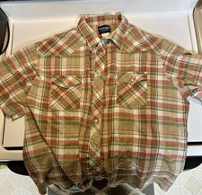 VTG Wrangler Short Sleeve Pearl Snap Western Shirt Men's XXL Plaid Cowboy Work