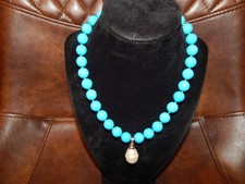 Womens Necklace bracelet set fashion jewelry pearl/blue bead L 