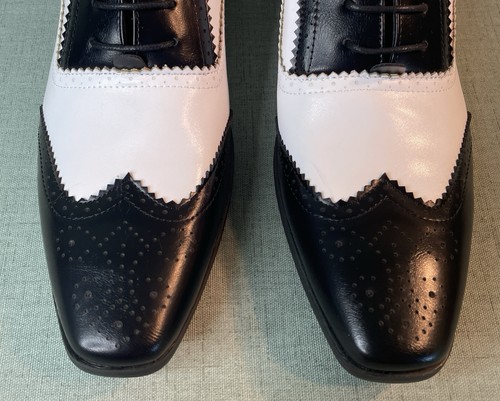 Zapatos de vestir Oxford formales con cordones y punta de ala de dos tonos sin marca para hombre talla 43/US 9 - Imagen 3 de 14