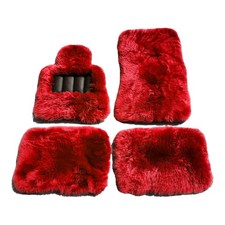 Red Long Sheepskin Floor Mats fits  Mercedes AMG Maybach S500 S550 S580 S680