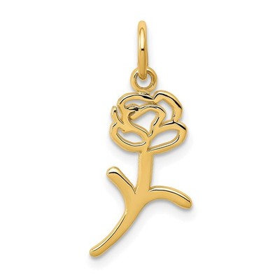 14k Gelbgold Rose Charm Anhänger für Frauen L-0,91 Zoll, W-0,36 Zoll