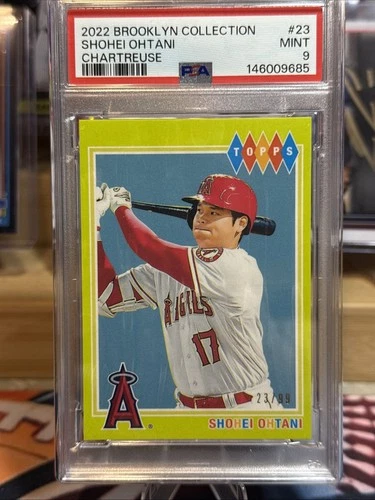 2022 Topps Brooklyn Collection Shohei Ohtani /99 Chartreuse PSA 9 #23