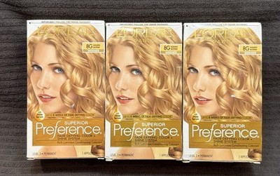 3 NEW Loreal Superior Preference #8G GOLDEN BLONDE Shine Serum Open Boxes