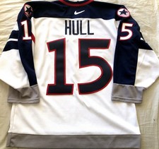 Brett Hull 1998 USA Olympic Hockey Team authentic Nike size 48 white navy jersey