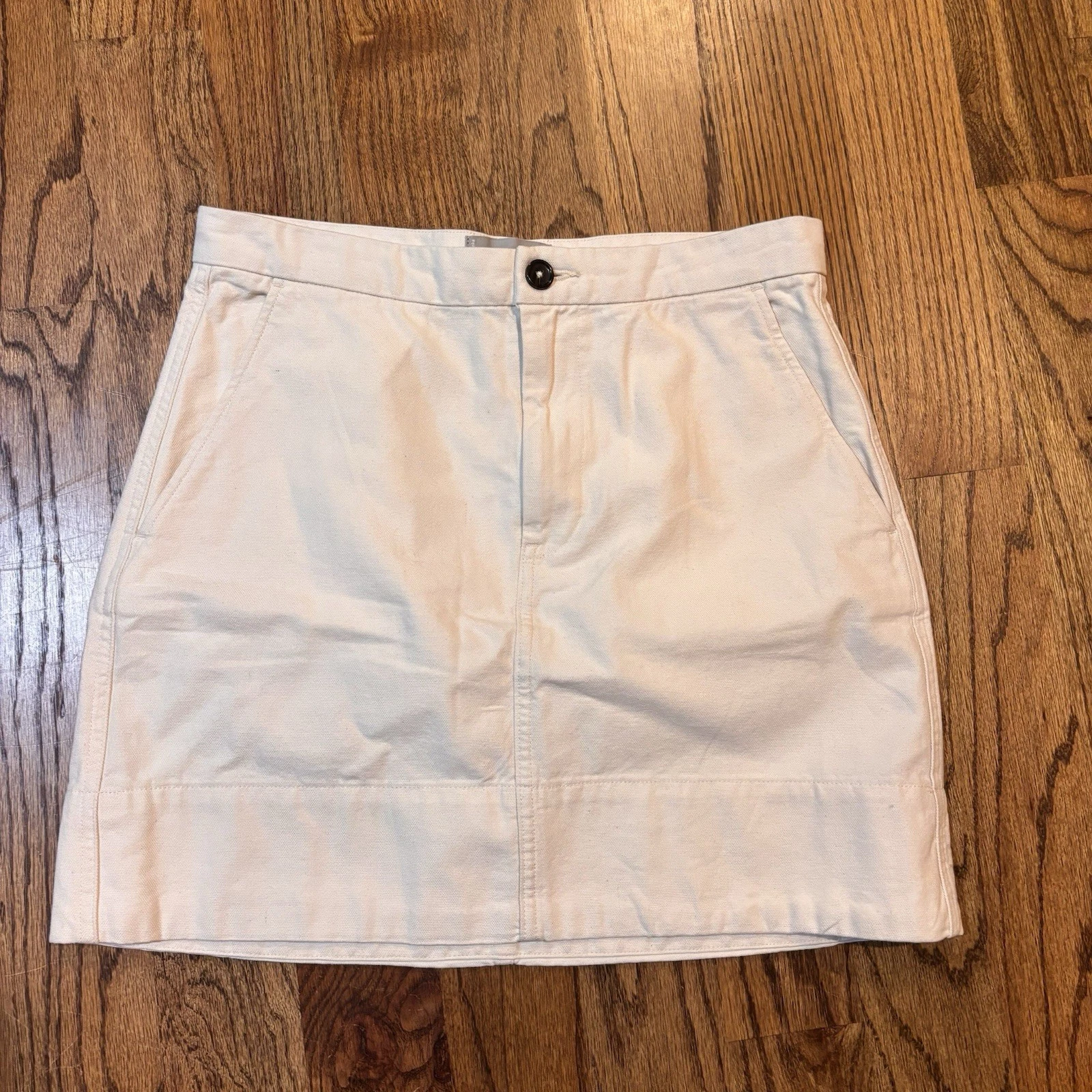 Everlane Canvas Stamp Cotton Mini Skirt Cream Neutral Women’s Size 10
