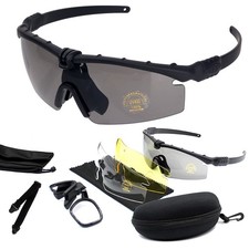 Sports Goggles Anti Fog Glasses Sunglasses with 3 Interchangeable Lens Black