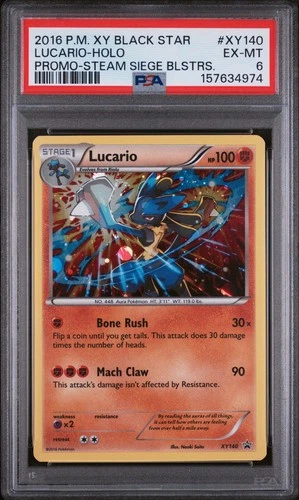 Lucario Holo XY140/114 Steam Siege Blisters Black Star Promo Pokemon PSA 6