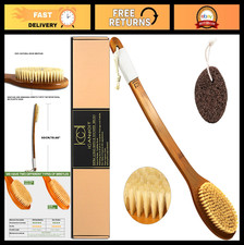 Natural Boar Bristle Bath Brush with Extra Long Anti-Slip Handle for Exfoliating
