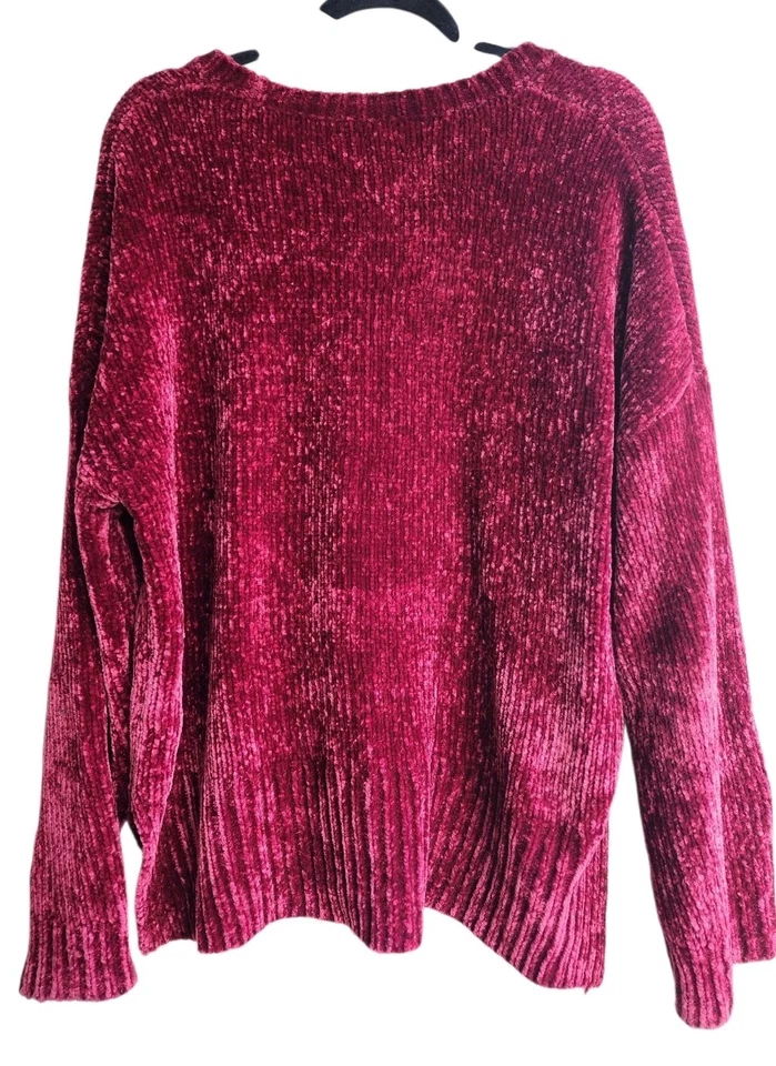 Suéter de malha vermelho chenille boxy robusto tamanho XL Calvin Klein vintage feriado Natal  - Imagem 2 de 4