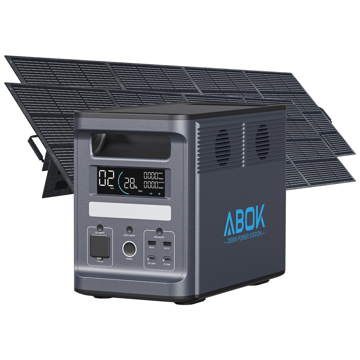 ABOK Ark2000 2000W Power Station with 2x400W Solar Panels Home Backup  Emergency | eBay