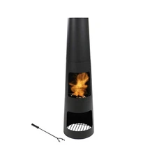 Sunnydaze Chiminea Outdoor Fireplace - Chiminea Fire Pit with Poker and Cover...