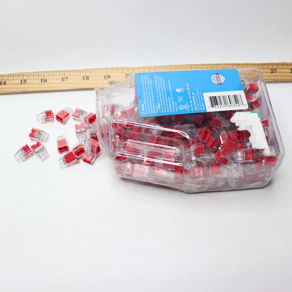 (250-Pk) Ideal Push-In Wire Connector 2 Port 20- 12 AWG Red 30-1032J  - Image 4 of 4