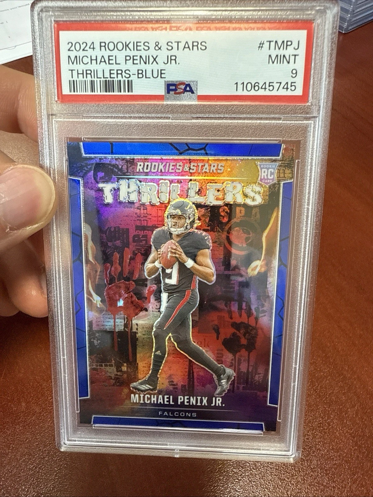 Michael Penix Panini Rookies & Stars Thrillers #TMPJ Blue