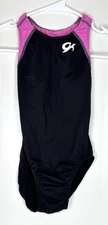 GK Elite CL Gymnastics Leotard Child Girls Medium Black Nylon Purple Accents