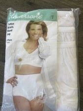 New Underscore 3 Pair Cotton Briefs Panties Panty White 100 Cotton Sz 7 VTG
