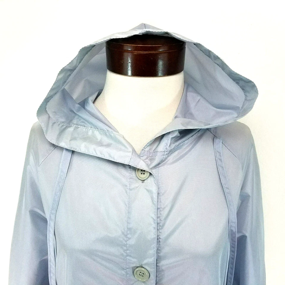DAYNE TAYLOR 复古 60 年代尼龙连帽雨衣外套天蓝色日本女式 M 二手状况完好* — 第 3/4 张图片