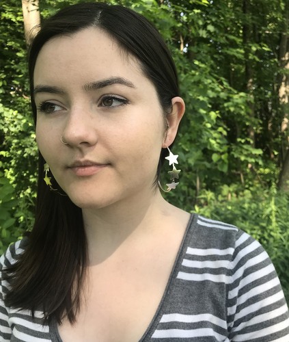 Sheila Fajl Silvina Triple Star Statement Hoop Earrings in Silver - Picture 3 of 4