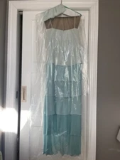  Daymor Couture turquoise Silk Dress Tiered Long Size 6 