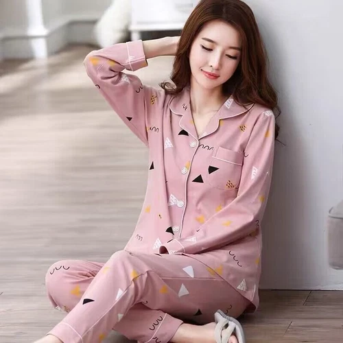 Cotton Women's Pajama Set Soft Long Sleeve Pajama Set with Pocket- - Picture 10 of 33