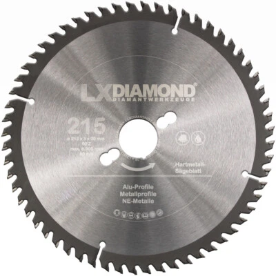 LXDIAMOND Hartmetall Sägeblatt 215mm x 30,0mm Alu Metall-Profile NE-Metall 216mm