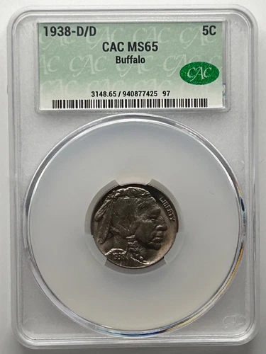 1938 D/D Buffalo Nickel CAC MS65