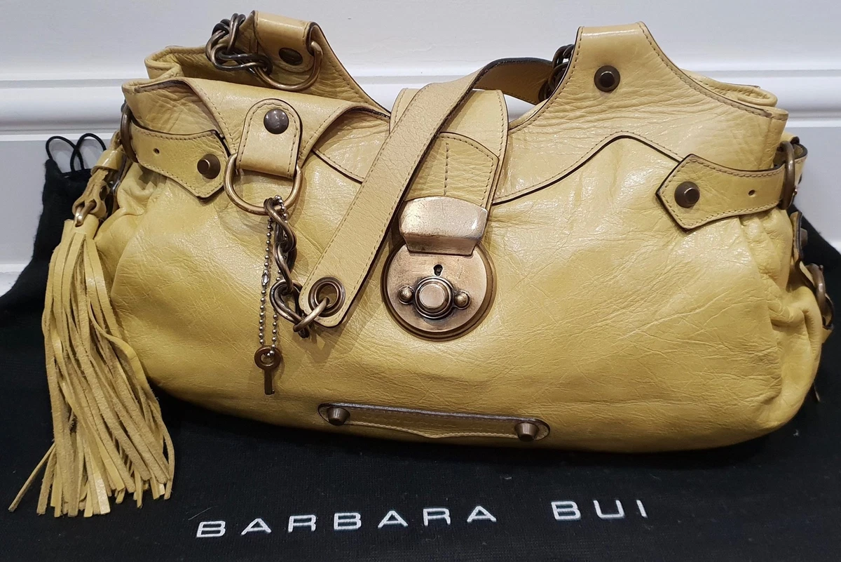Barbara Bui Cuir Jaune Laiton Ton Mat riel de Marque Petit Sac Sac
