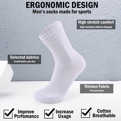 Lot 1/3 Pairs Mens Solid Sports Athletic Work Plain Crew Socks Size 9-11 10-13 - Picture 46 of 53