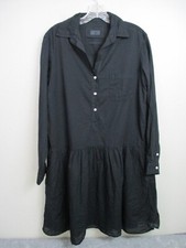 Grayson The Changemaker Dress Size 02 Small Black Button Front Long Sleeve