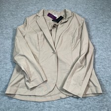 Lane Baryant Blazer Jacket Women's 20 Beige Cotton Single Breasted Notch Lapel