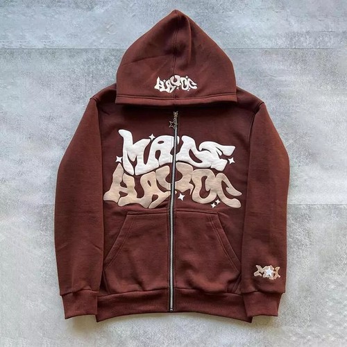 Y2k Hoodie Retro Vintage Zip Up Long Sleeve Jacket Gothic Hooded Streetwear - Picture 10 of 30
