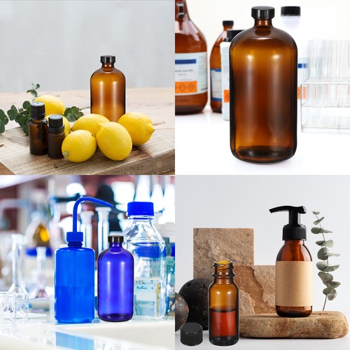 4oz(120ml) Glass Wide Mouth Dispensing Bottle w Black Cap, 12Pcs, Amber - Picture 5 of 5