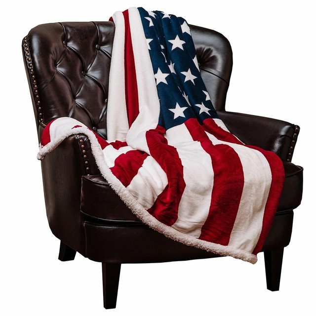 4th of July American Flag Round Beach Towel Blanket with ...