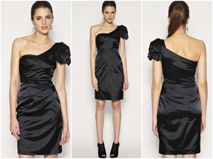 one shoulder black dress uk